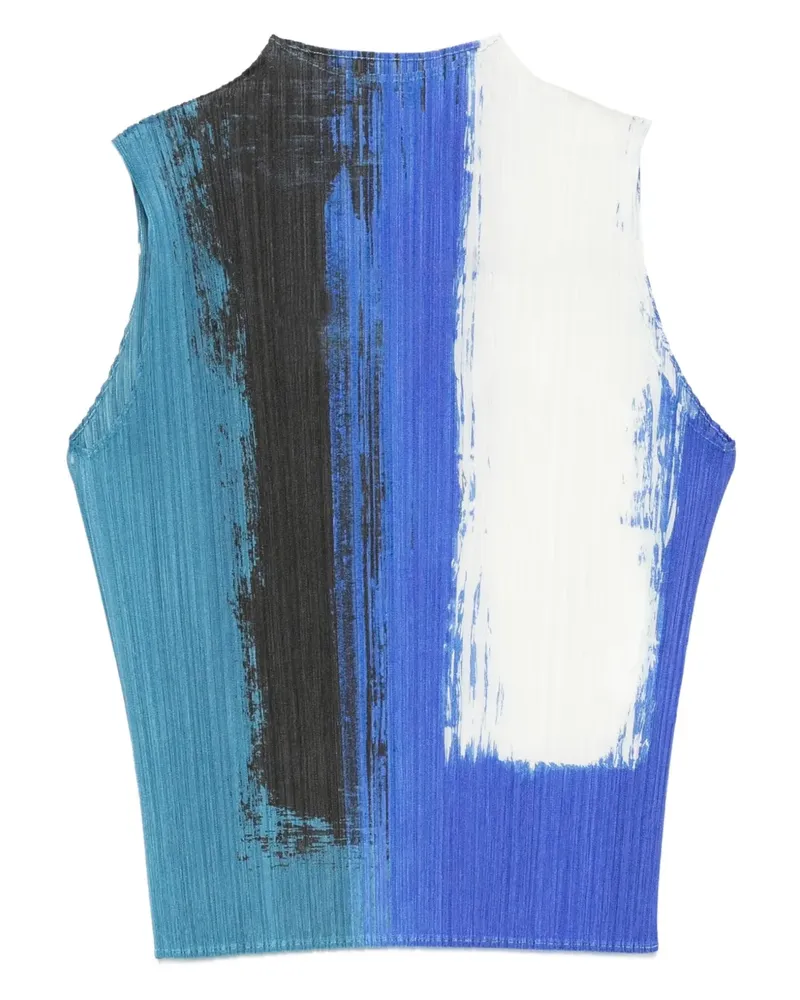 Issey Miyake Plissiertes Oberteil mit Malerei-Effekt - Blau Blau