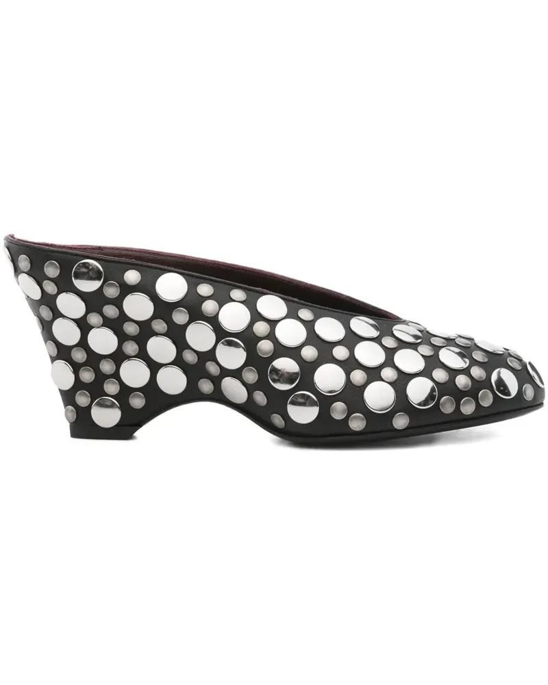 KHAITE Mules mit Metallic-Nieten 70mm - Schwarz Schwarz