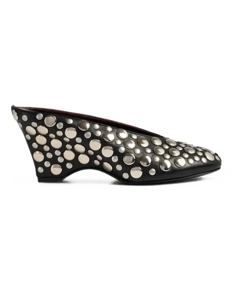 KHAITE Mules mit Metallic-Nieten 70mm - Schwarz Schwarz