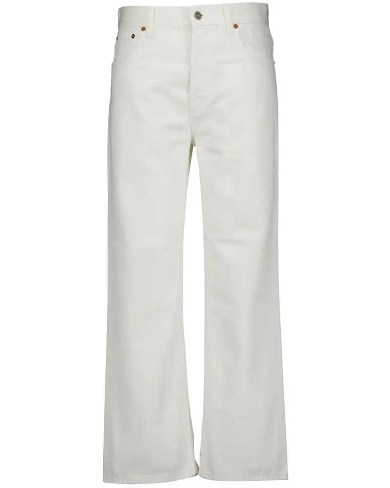 Gucci Gerade Jeans mit Logo-Patch - Weiß Weiß