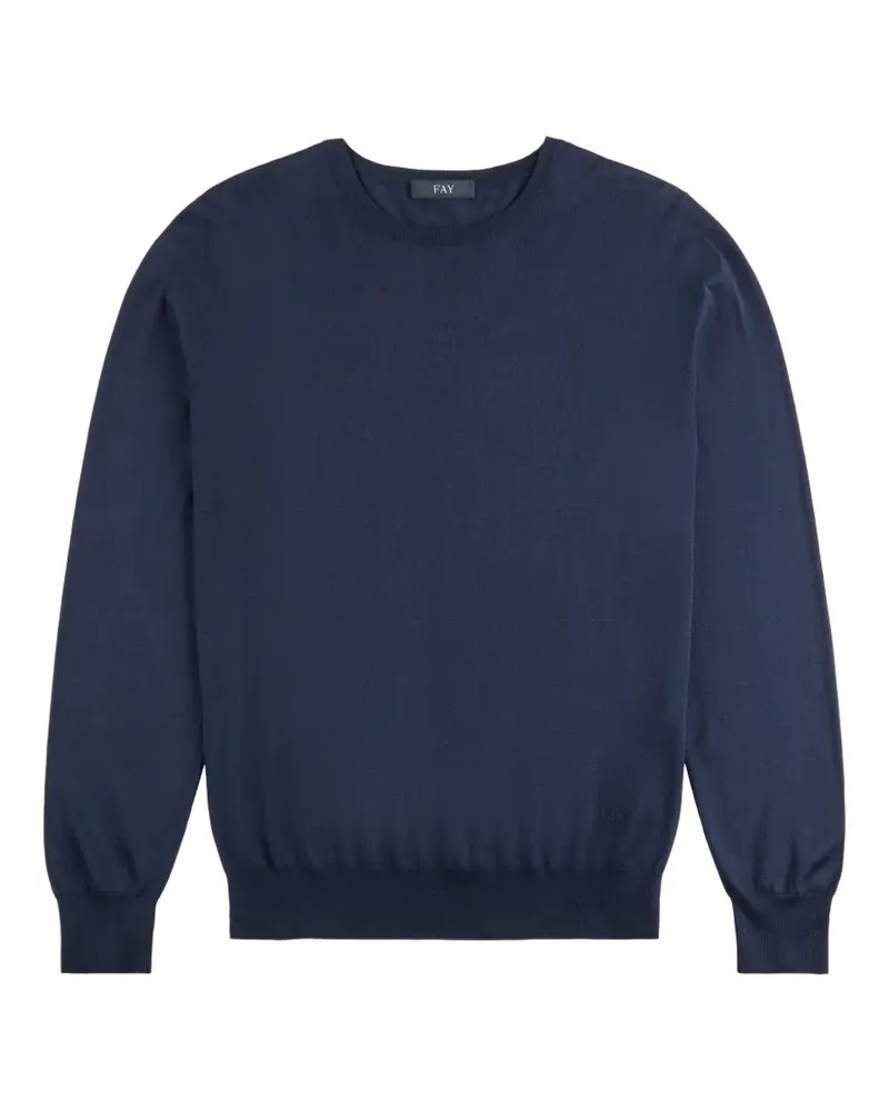 Fay logo-embroidered crew-neck sweater - Blau Blau