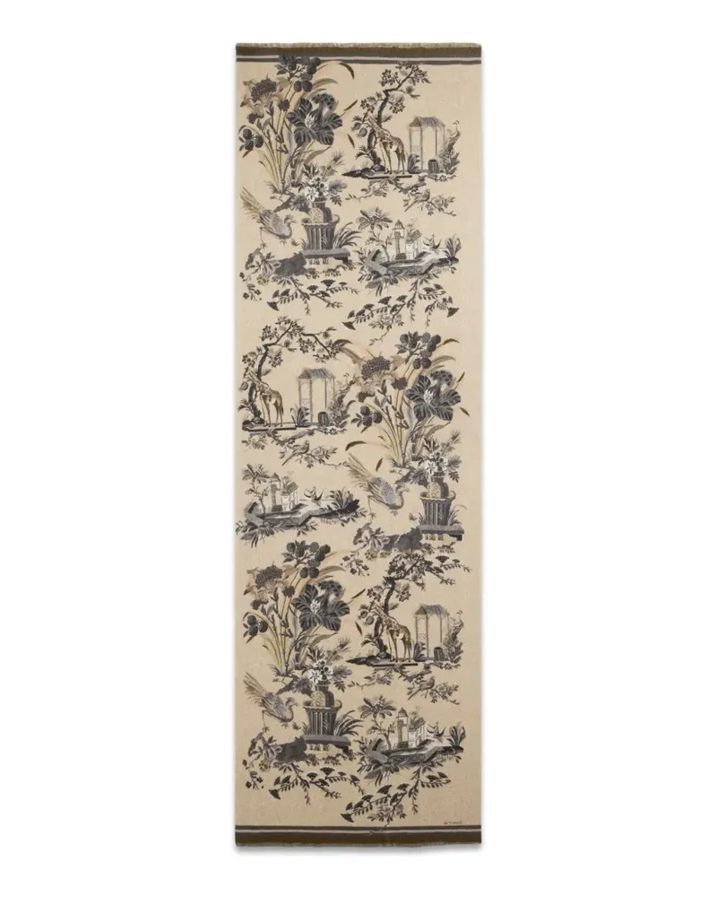 Etro Gebürsteter Schal mit zwei Prints - Nude Nude