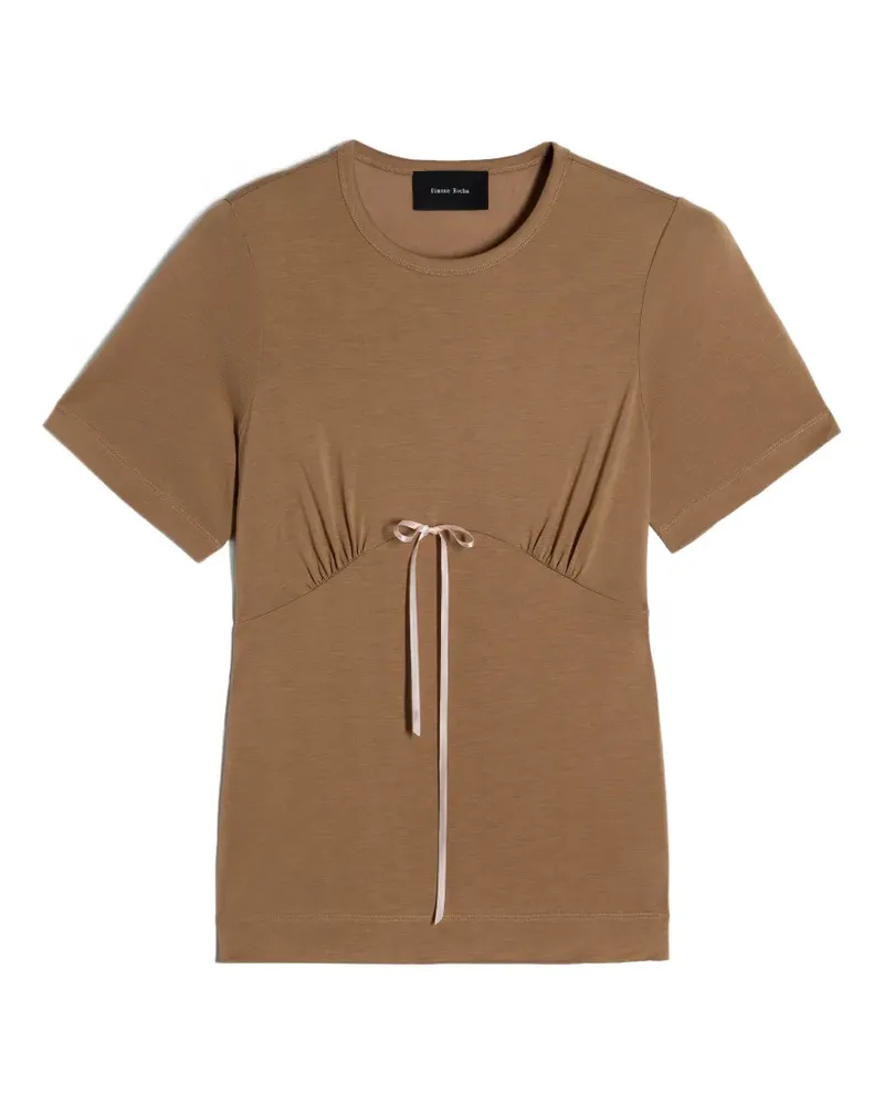 Simone Rocha Gerafftes T-Shirt mit Schleife - Braun Braun
