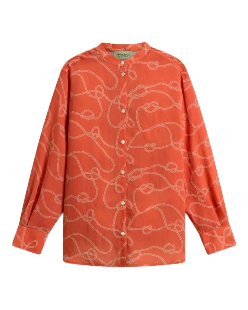Woolrich rope-print band-collar shirt - Orange Orange