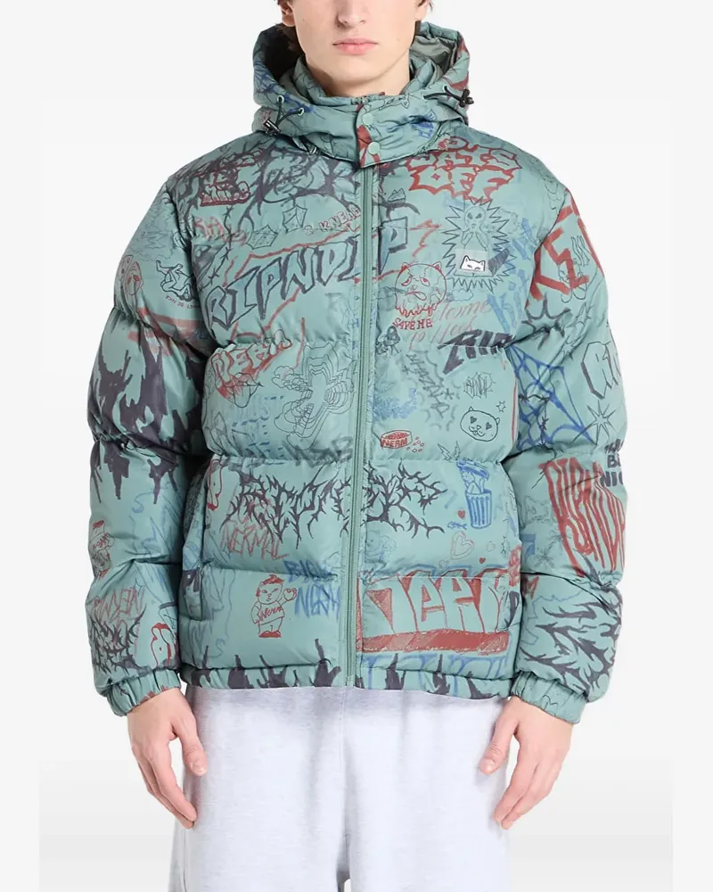 Ripndip graffiti-print padded jacket - Grün Grün