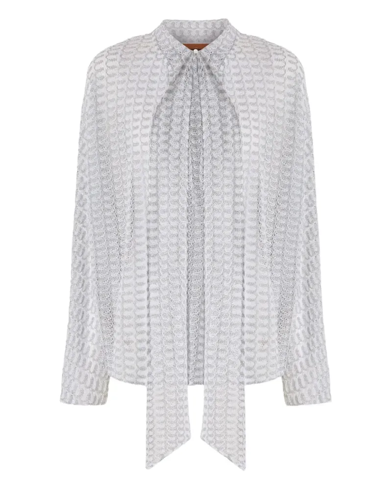 Missoni Lamé-Bluse mit Schärpenkragen - Silber Silber