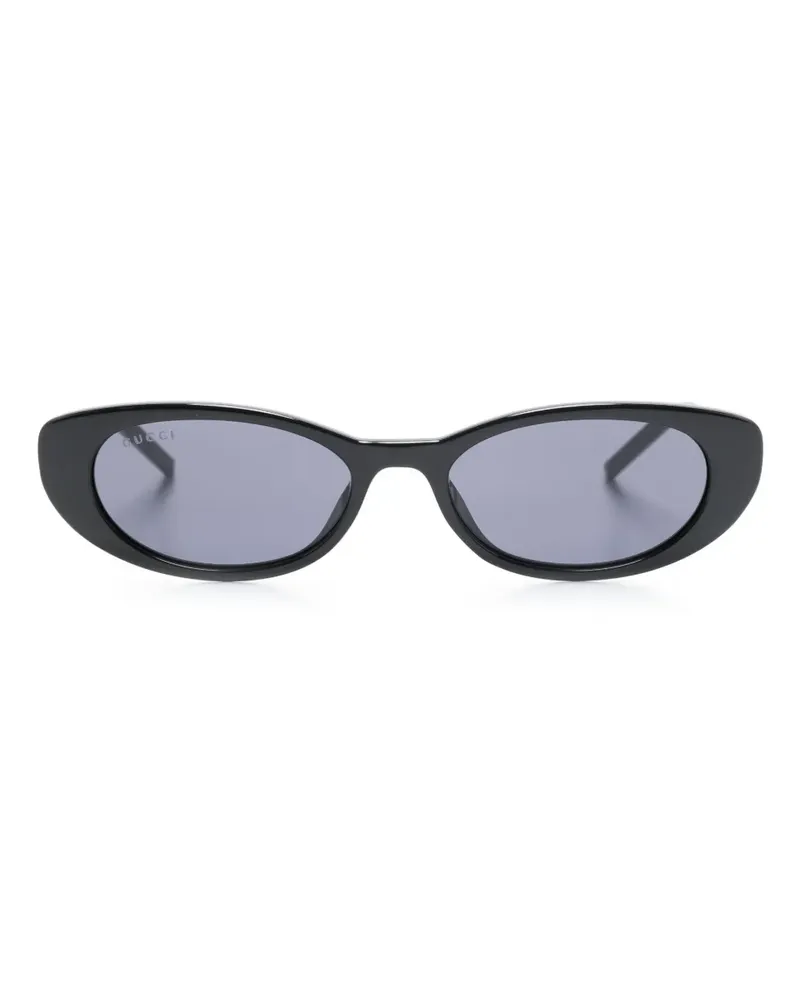 Gucci Sonnenbrille mit ovalem Gestell - Schwarz Schwarz