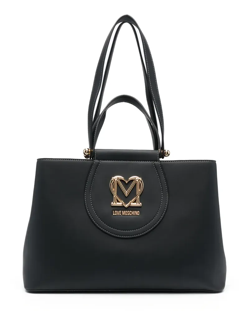 Moschino Shopper mit Logo-Schild - Schwarz Schwarz