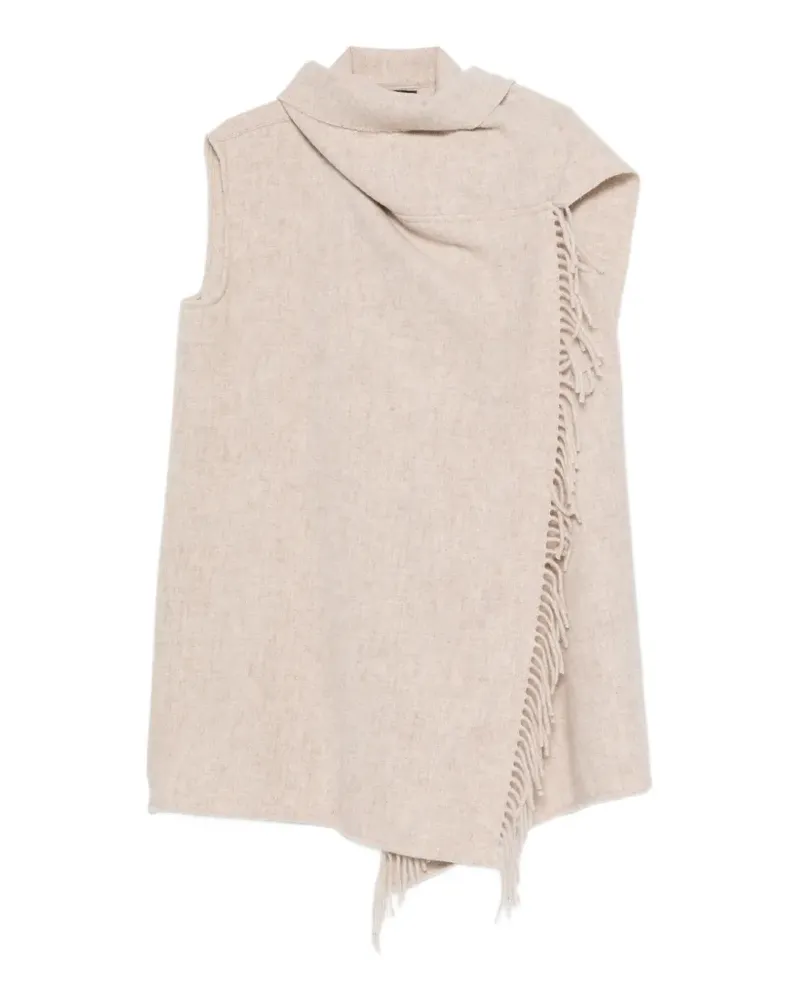 Fabiana Filippi fringe-trim sleeveless jacket - Nude Nude