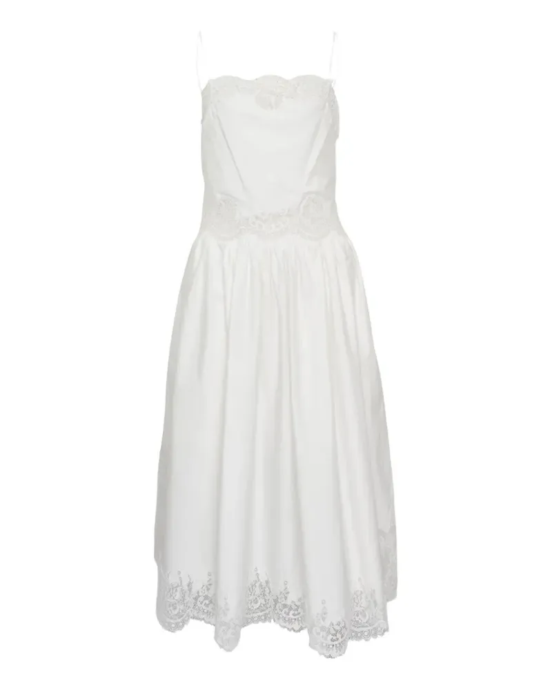 Self-Portrait lace trim midi dress - Weiß Weiß