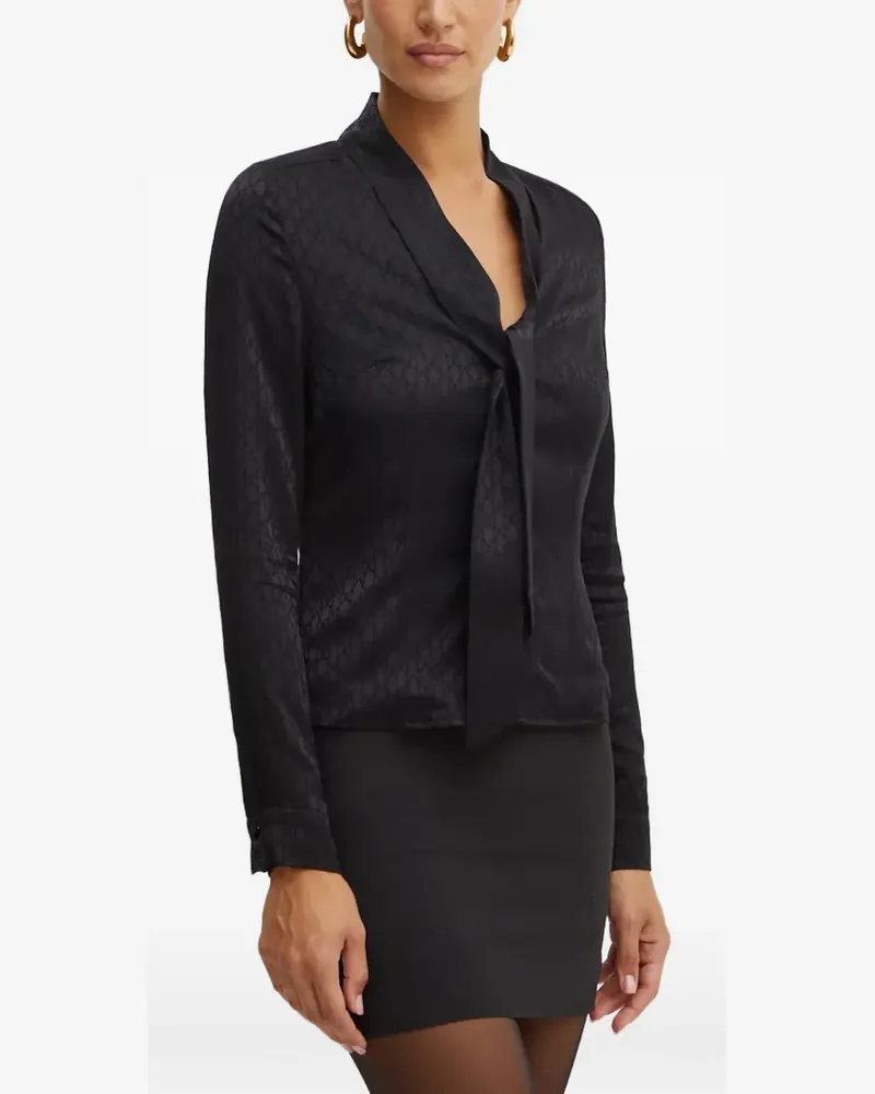 Morgan pattern tie blouse - Schwarz Schwarz