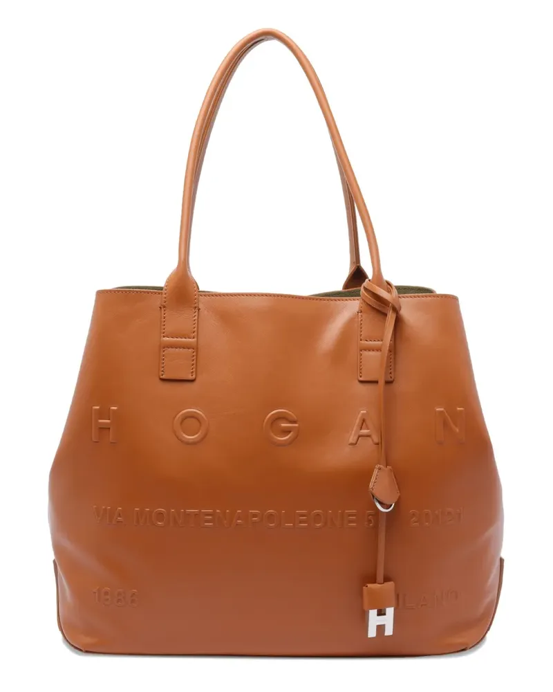 Hogan Mittelgroße Script Schultertasche mit Logo - Braun Braun