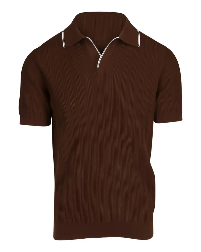 Isaia Johnny collar knit T-shirt - Braun Braun