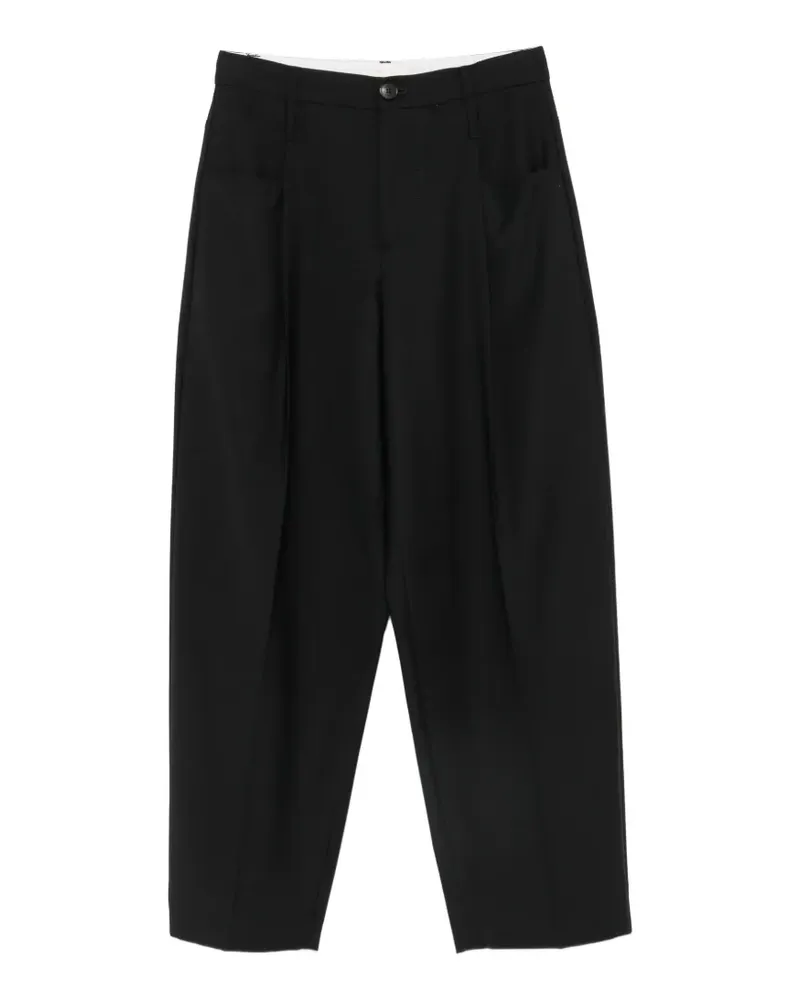 TELA Cropped-Hose mit Falten - Schwarz Schwarz