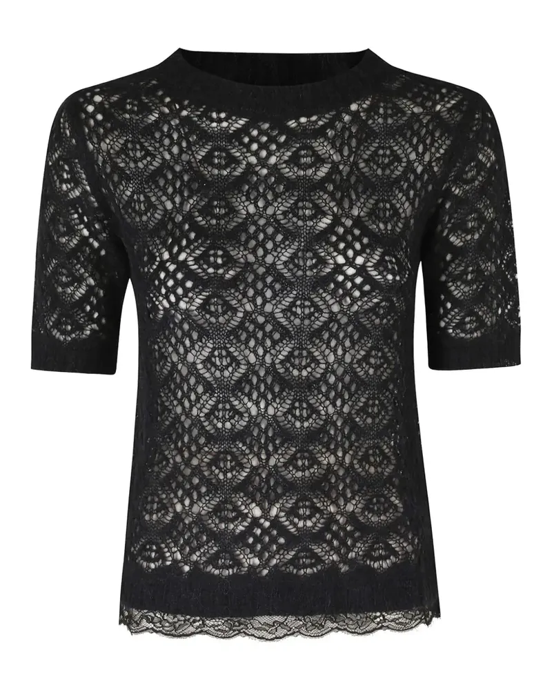 Ermanno Scervino lace-knit short-sleeve blouse - Schwarz Schwarz