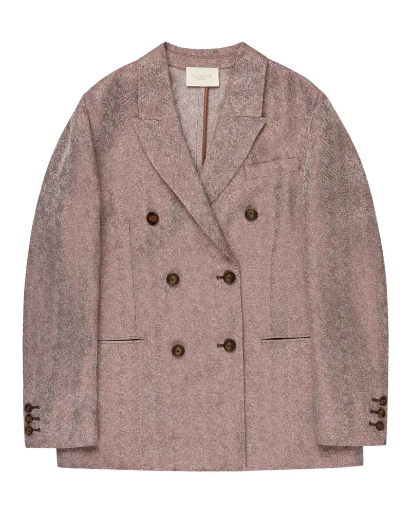 Slowear double-breasted herringbone blazer - Braun Braun