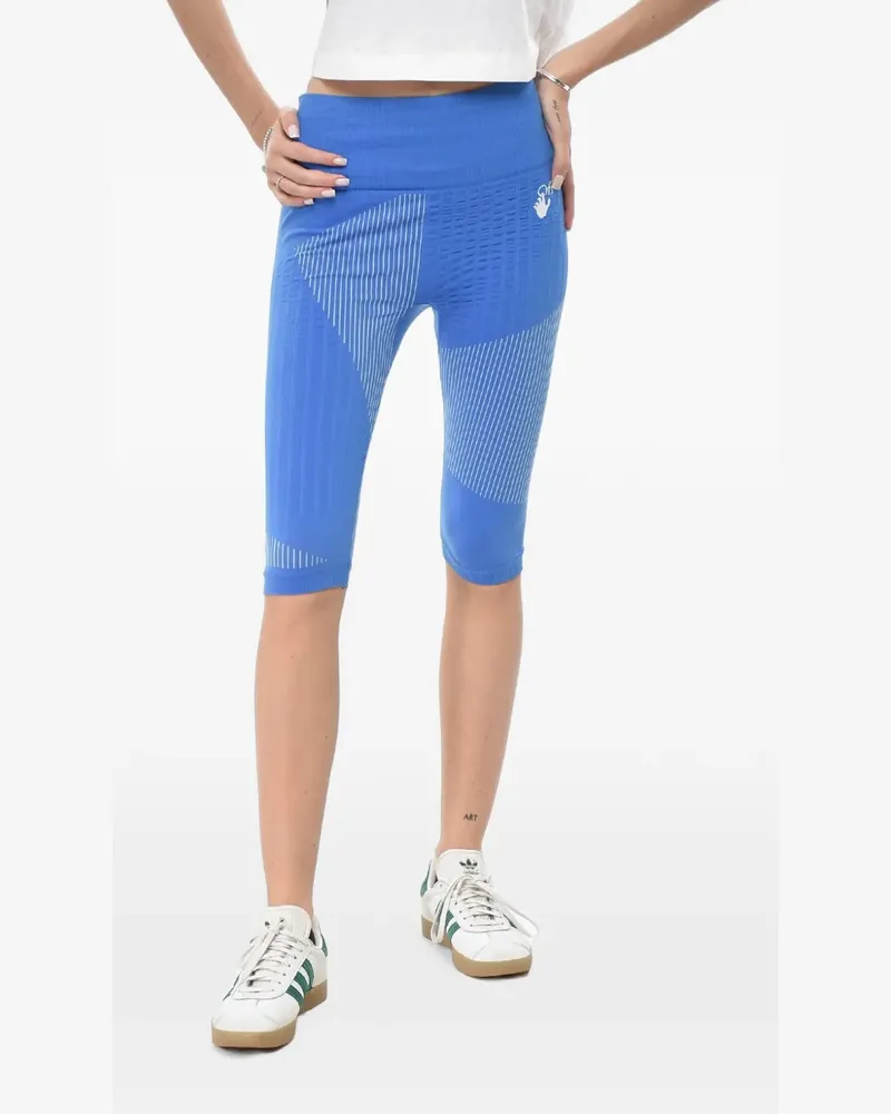 OFF-WHITE logo-print cycling shorts - Blau Blau