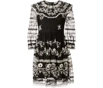 Minikleid mit Stickerei - Schwarz