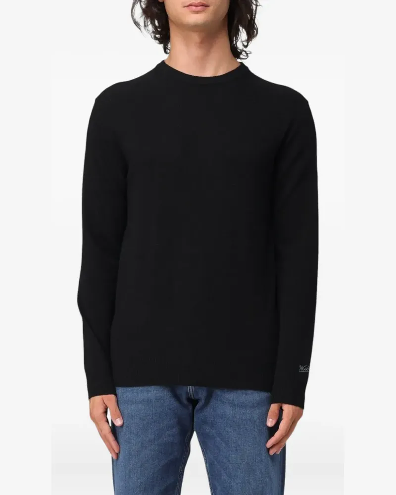 Woolrich Lammwollpullover mit rundem Ausschnitt - Schwarz Schwarz