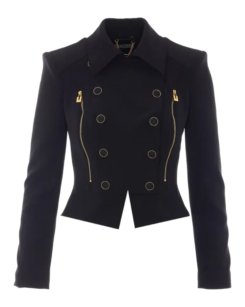 Elisabetta Franchi Blazer mit Volant - Schwarz Schwarz