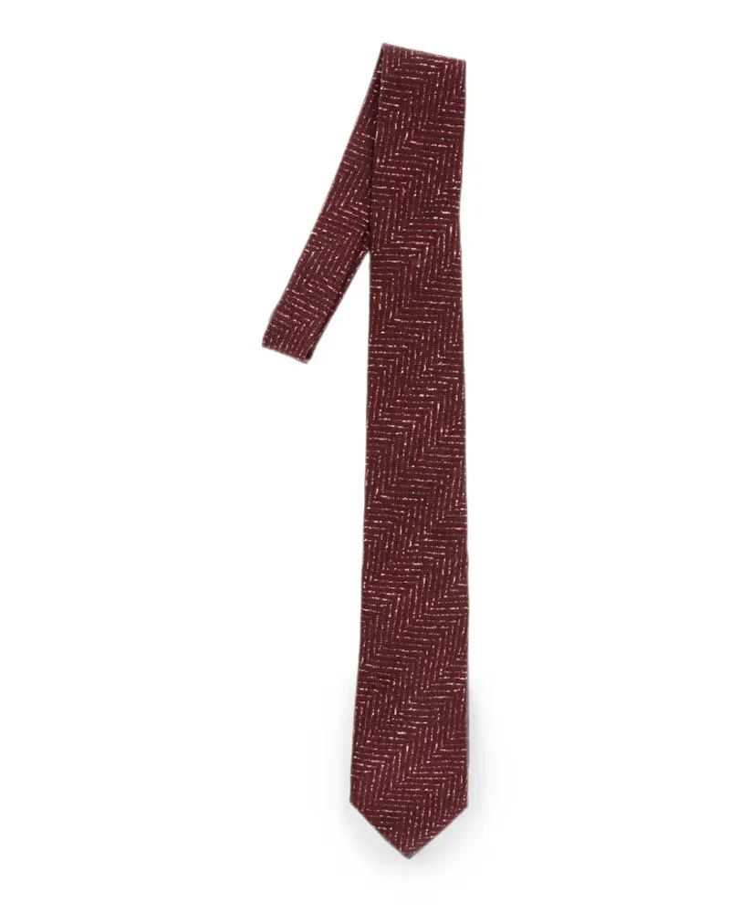 Corneliani herringbone-pattern tie - Rot Rot