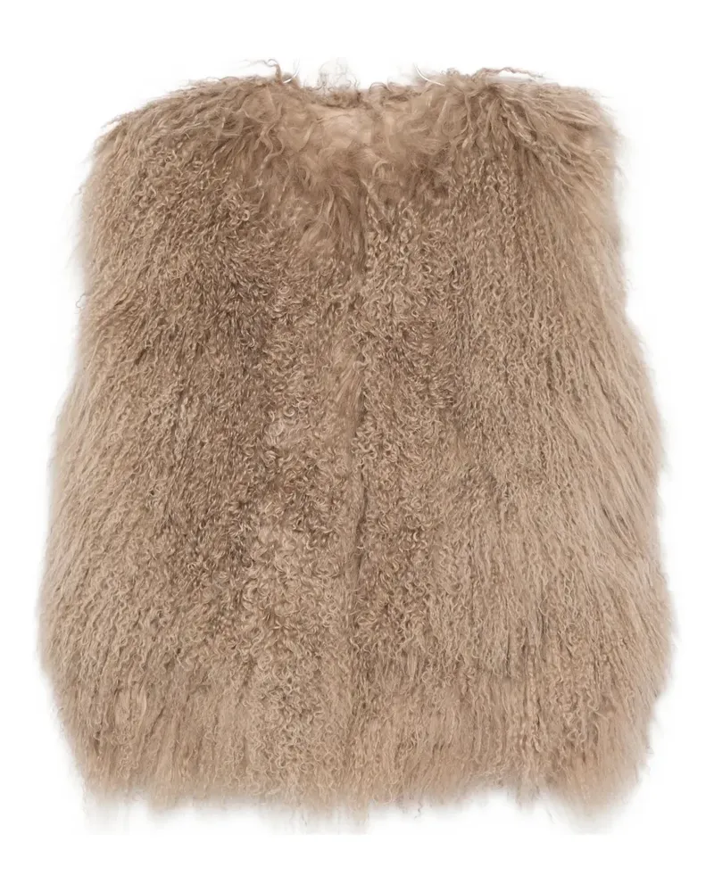 HALFBOY shaggy-texture sleeveless coat - Nude Nude