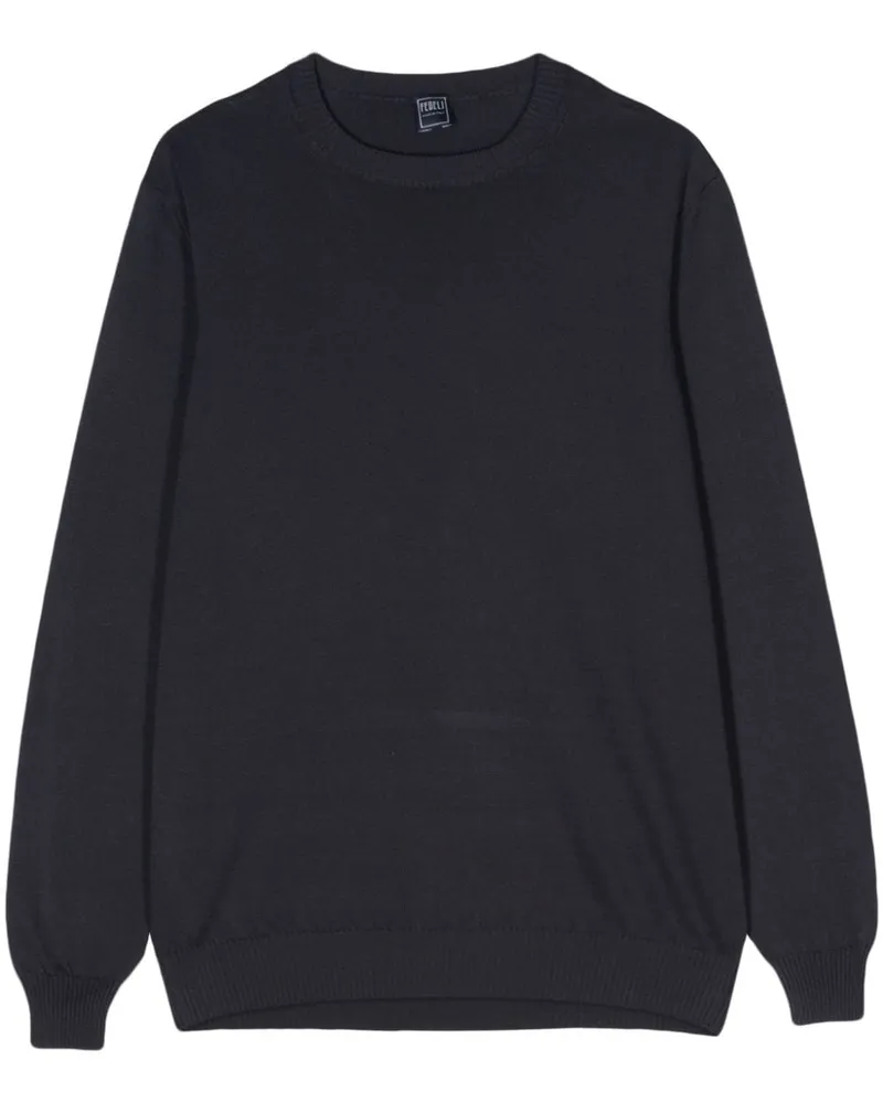Fedeli Fein gestrickter Argentina Pullover - Blau Blau