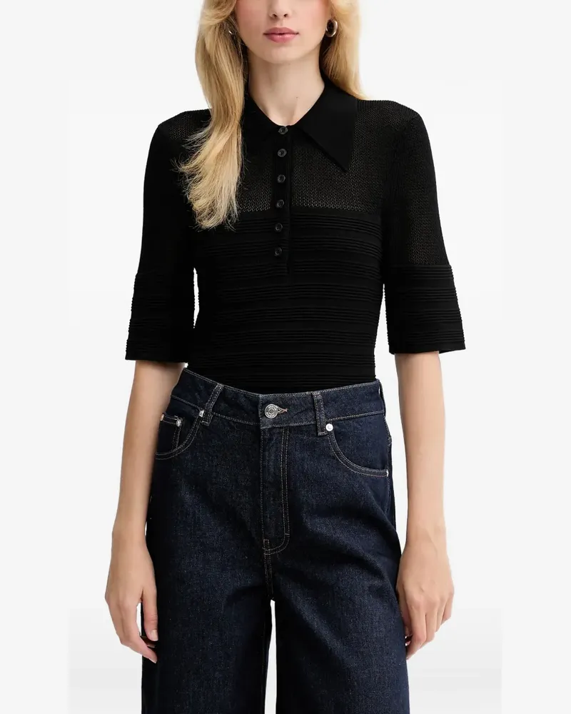 Gestuz half-button polo top - Schwarz Schwarz