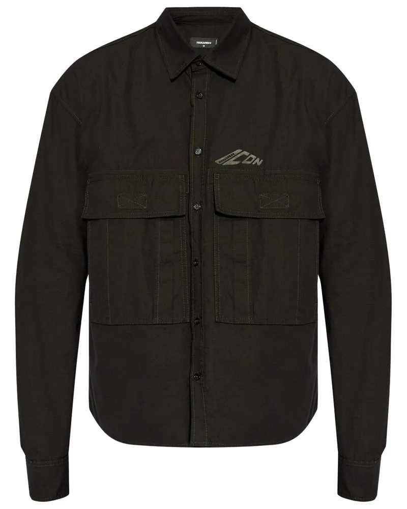 Dsquared2 Hemd mit Icon-Logo - Schwarz Schwarz