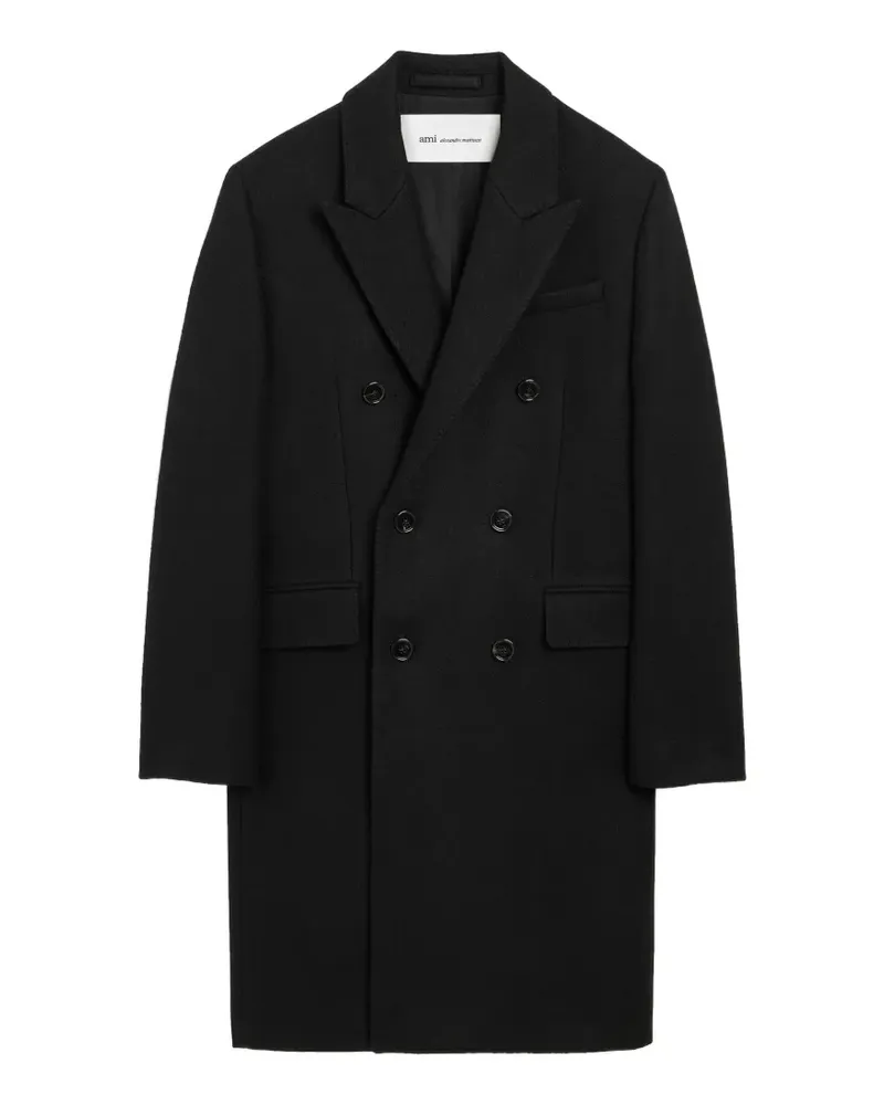 AMI Paris Doppelreihiger Mantel - Schwarz Schwarz
