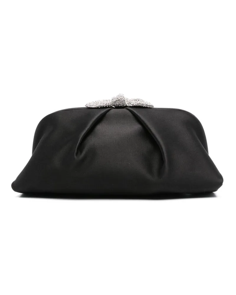 Aquazzura Very Bow Tie Clutch mit Kristallen - Schwarz Schwarz