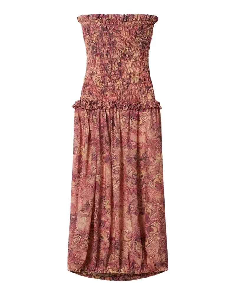 Isabel Marant Gesmoktes Cleane Kleid mit Mandala-Print - Rosa Rosa