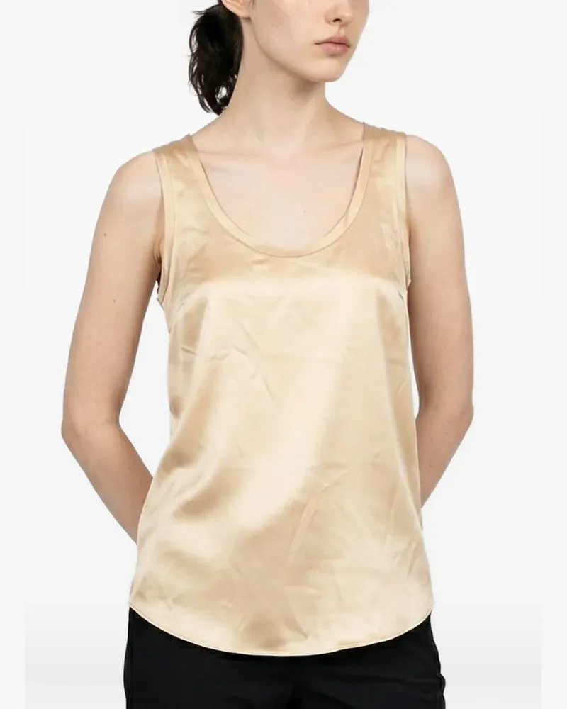 Brunello Cucinelli scoop-neck satin tank top - Nude Nude