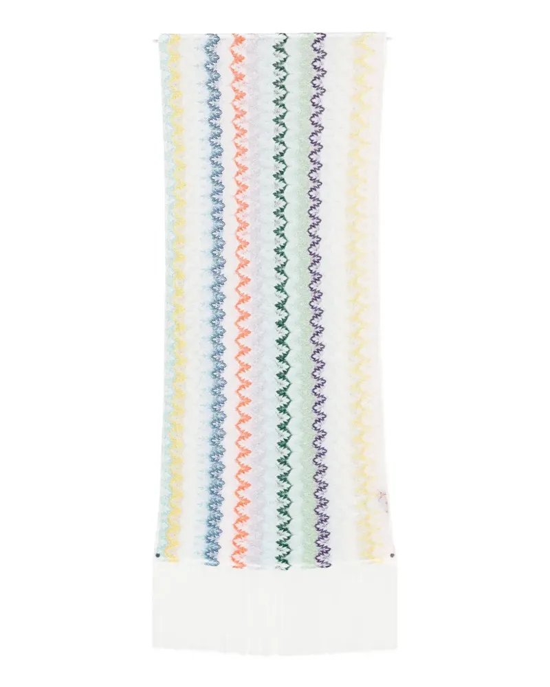 Missoni zigzag-knit fringed scarf - Weiß Weiß