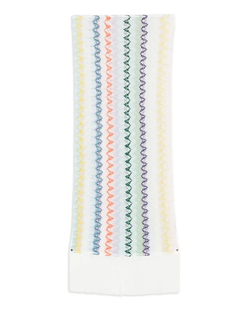 Missoni zigzag-knit fringed scarf - Weiß Weiß