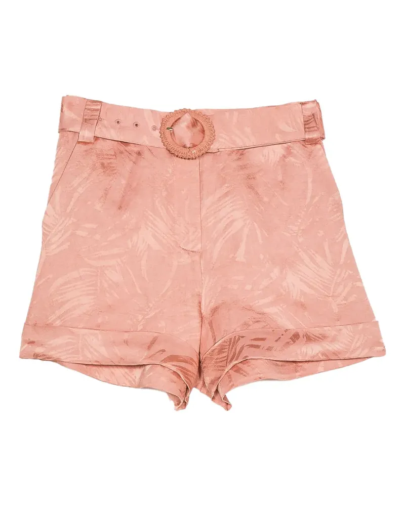 Twin-Set Gürtel-Shorts mit Blatt-Print - Rosa Rosa