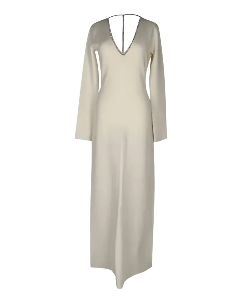 GALVAN Langärmeliges Kleid mit V-Ausschnitt - Nude Nude