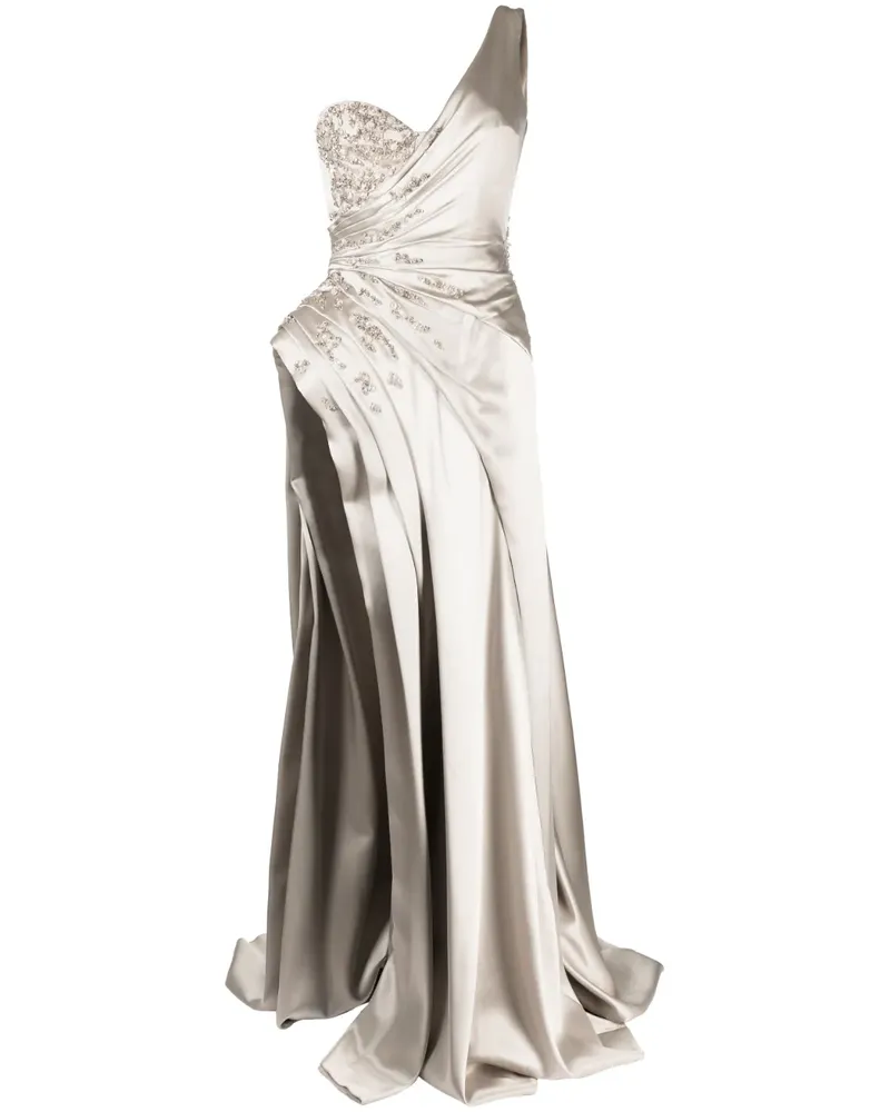Saiid Kobeisy Bestickte One-Shoulder-Robe - Weiß Weiß