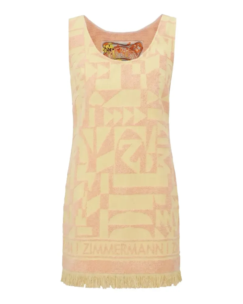 Zimmermann Geometrisch gemustertes Solstice Minikleid mit Fransen - Gelb Gelb