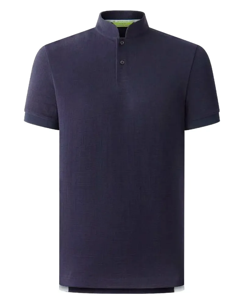 Shanghai Tang Poloshirt mit Mandarinkragen - Blau Blau