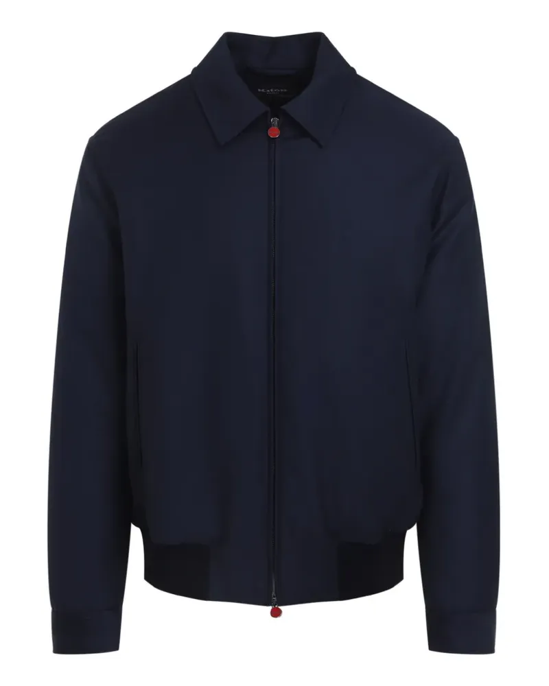 Kiton zip-up ribbed-trim jacket - Blau Blau