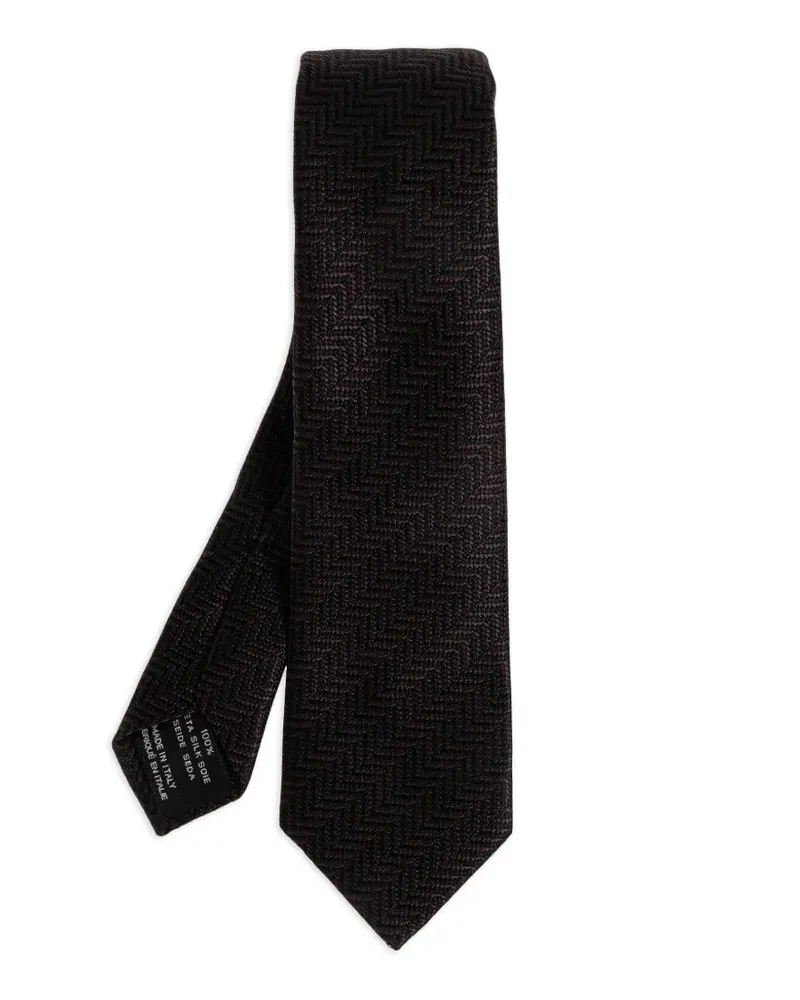 Tom Ford Krawatte mit Fischgrätenmuster - Braun Braun