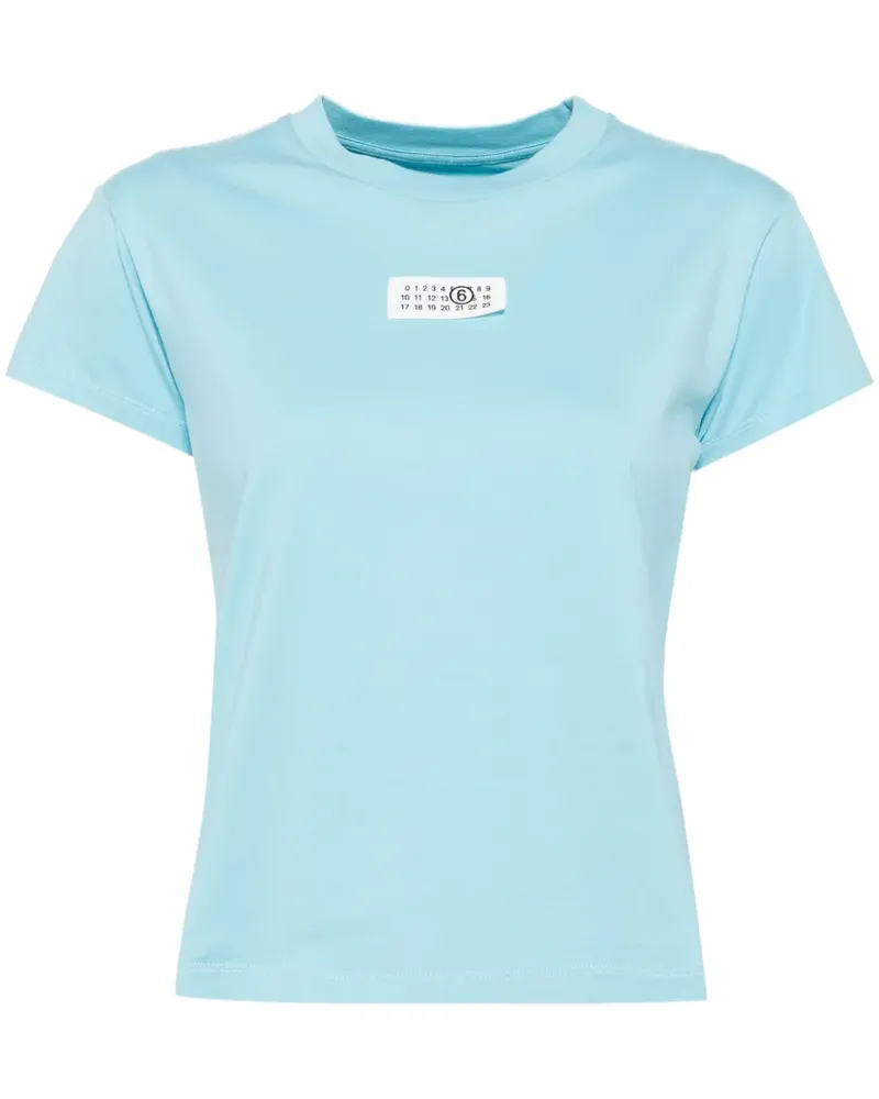 Maison Margiela T-Shirt mit Logo-Patch - Blau Blau