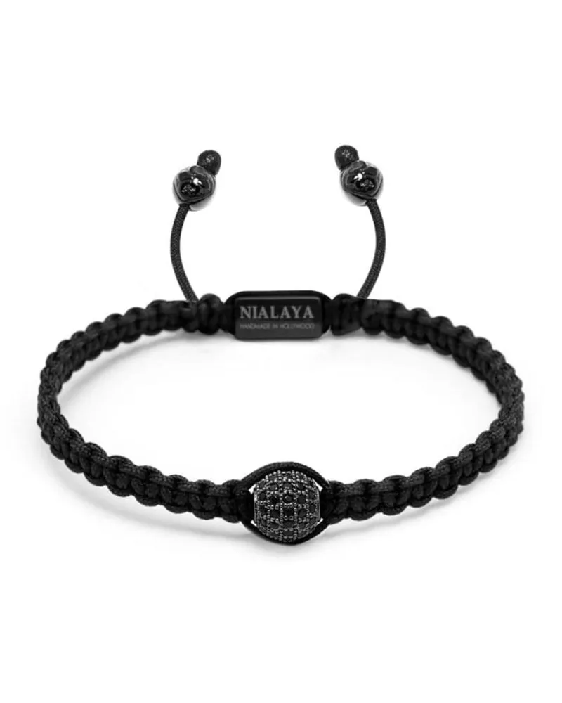 Nialaya Kordelarmband mit Kristallverzierung - Schwarz Schwarz