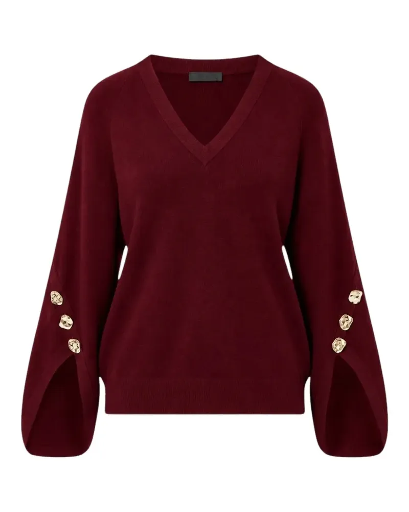 Liu Jo V-Ausschnitt-Pullover mit Knopfdetail - Rot Rot