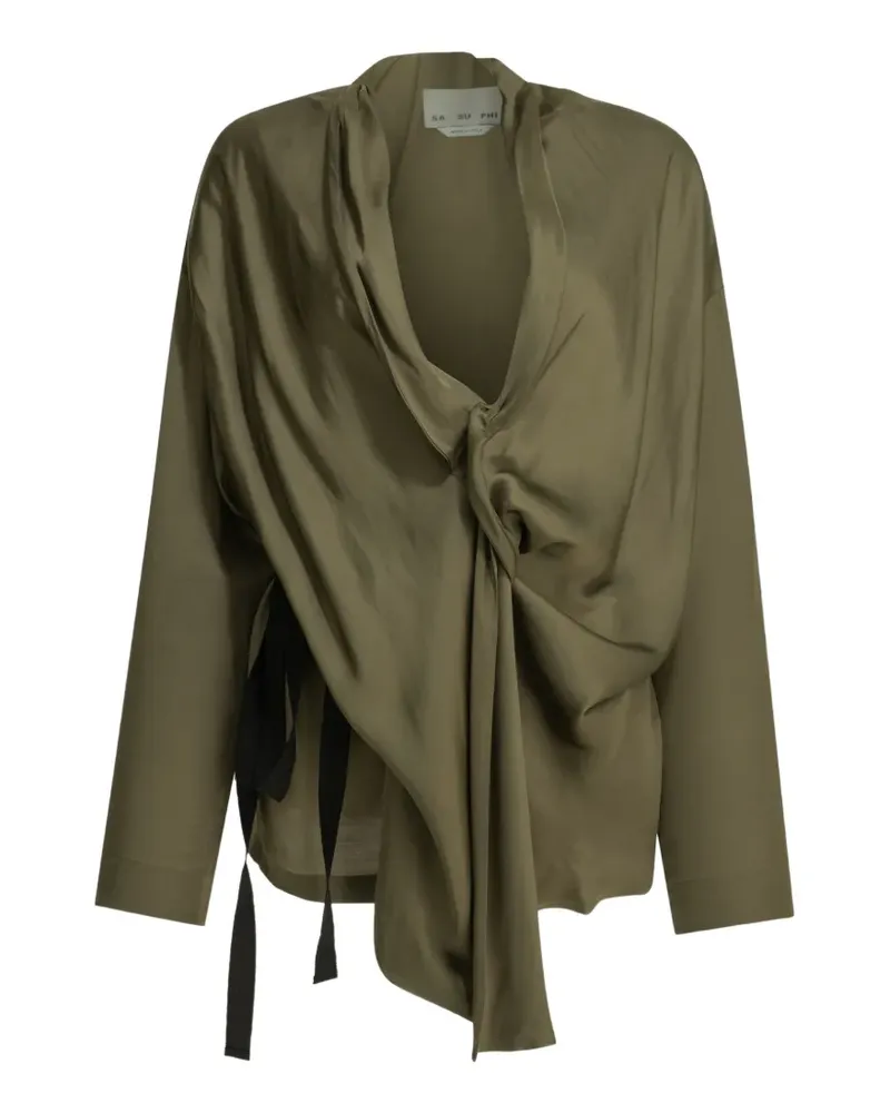 Sa Su Phi draped belted wrap jacket - Grün Grün