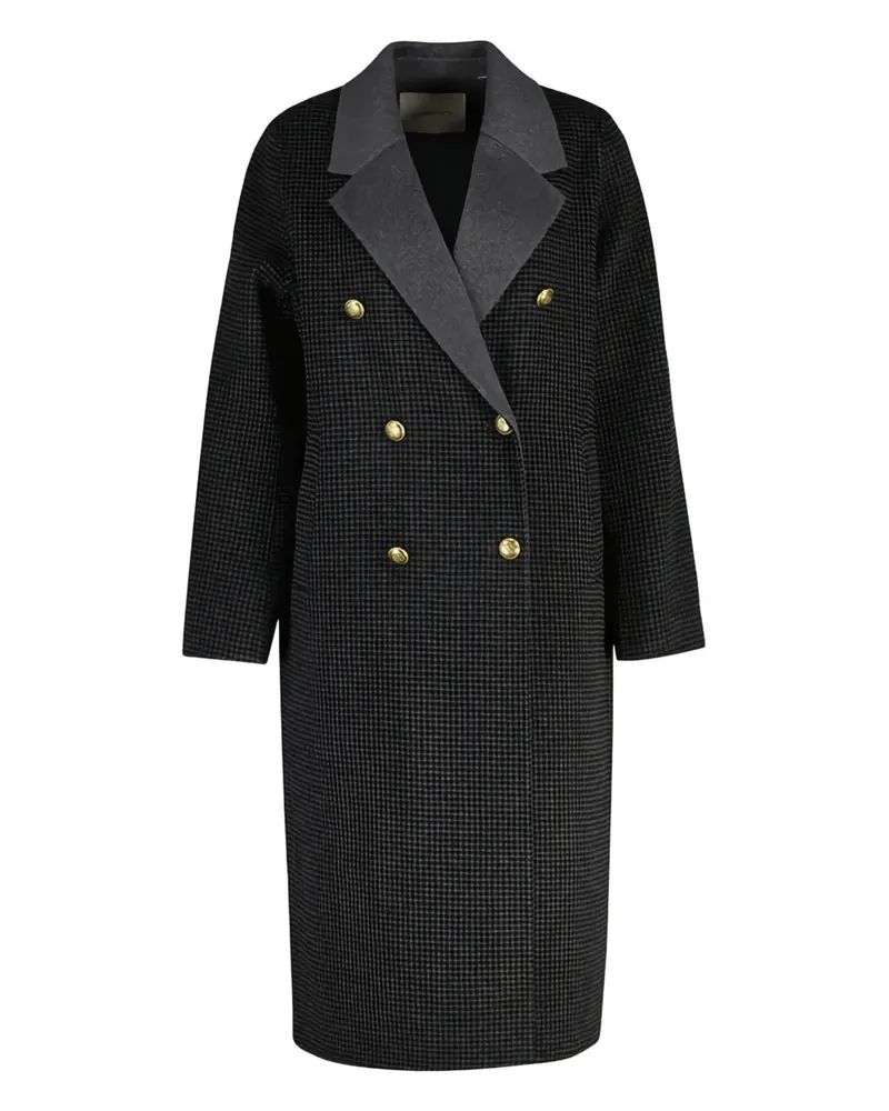 Gant Karierter Mantel mit Ziernaht - Schwarz Schwarz
