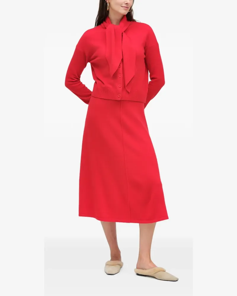 Chinti & Parker Cardigan mit Bindeband am Ausschnitt und Knopfverschluss - Rot Rot