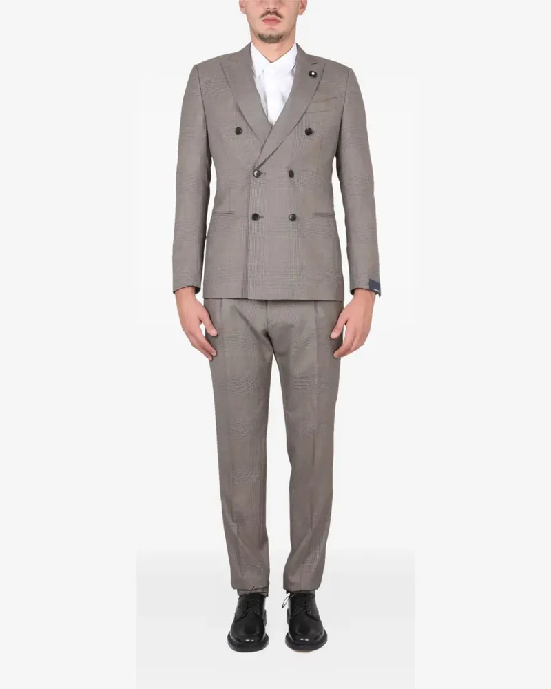 LARDINI double-breasted checked-pattern suit - Braun Braun
