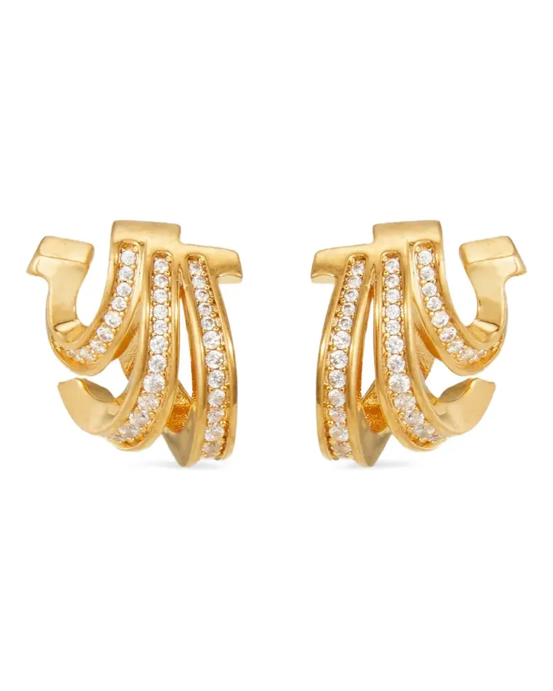 Ferragamo Triple-Gancini Creolen mit Kristallen - Gold Gold